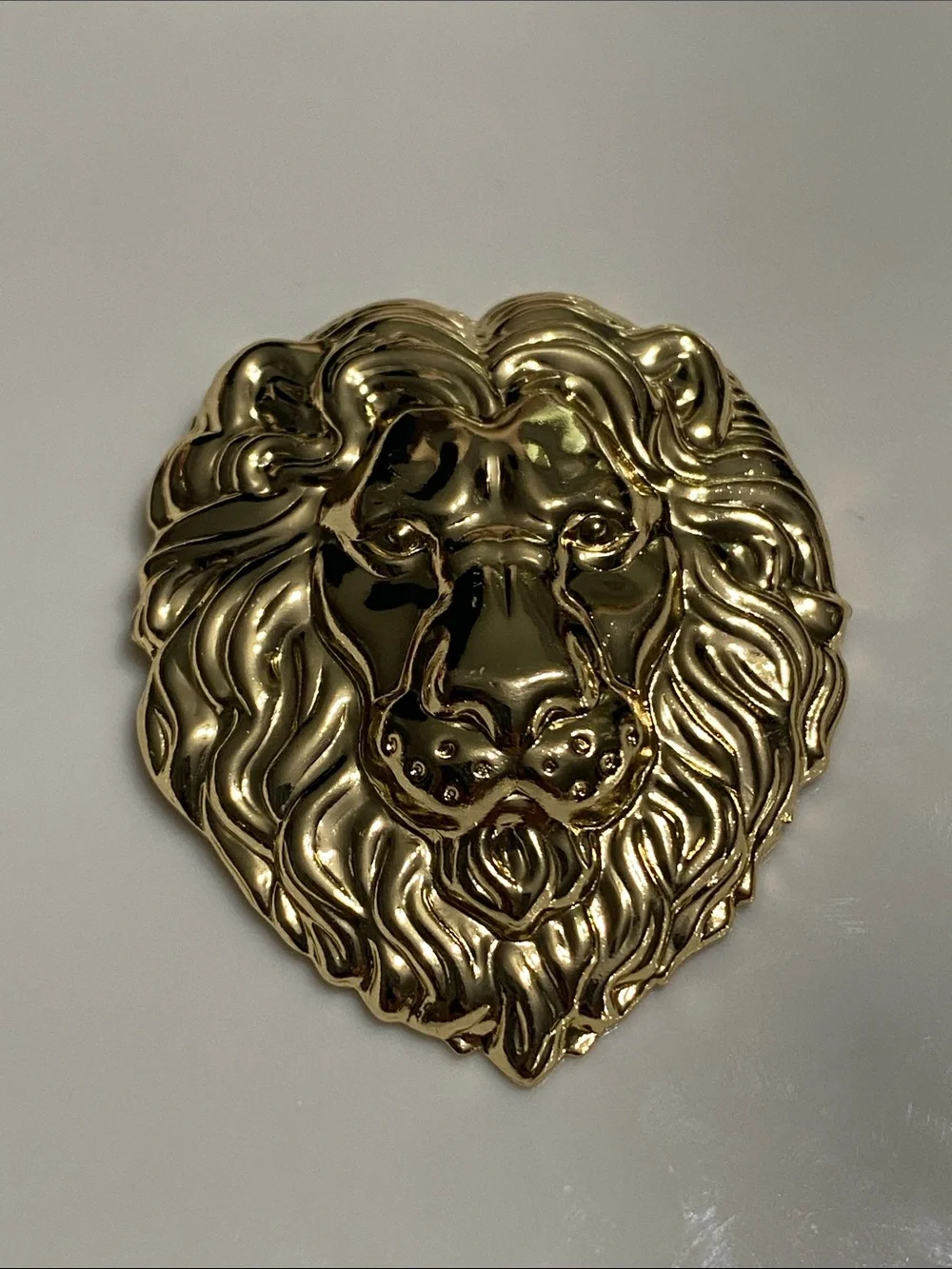 Gold Lion Head Brooch Pin